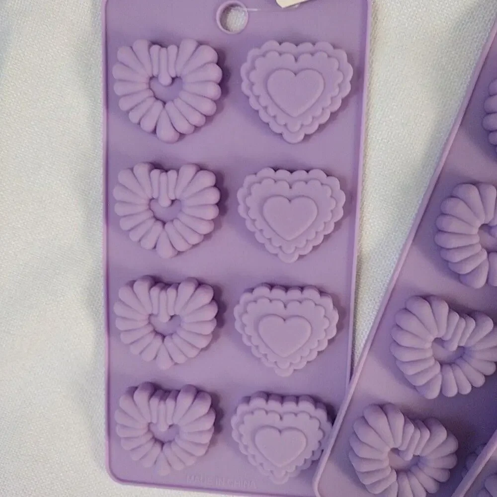 Way To Celebrate! Valentine Silicone Mold Set Of 5 Purple Hearts Chocolate Candy